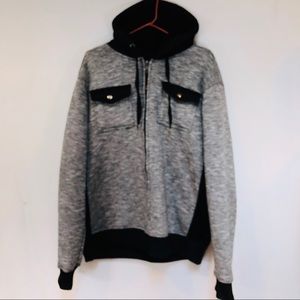 Rerun Men’s Hooded Jacket Sz XL Sherpa Lined Gray